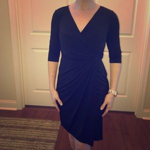 Faux wrap black dress